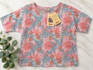 Fabindia Women’s S Cotton Silk Floral Top Blue Pink NWT Made in India Boho
